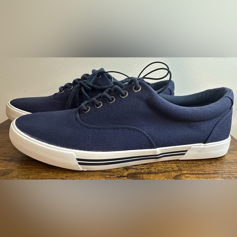 St John’s Bay Men’s Navy SJB Northport Canvas Shoe Dry+Cool Memory Foam …